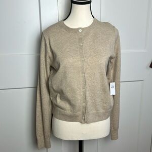 NWT old navy button front classic cardigan lightweight basic staple oatmeal tan
